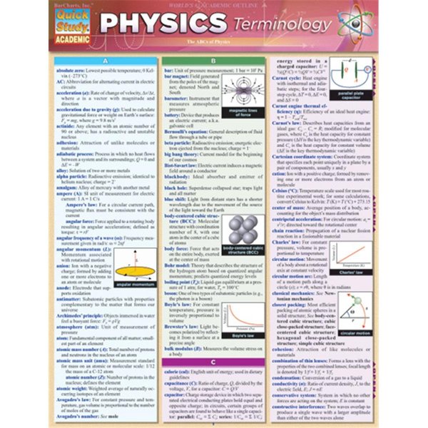 Barcharts Physics Terminology Quickstudy Easel 9781423221623